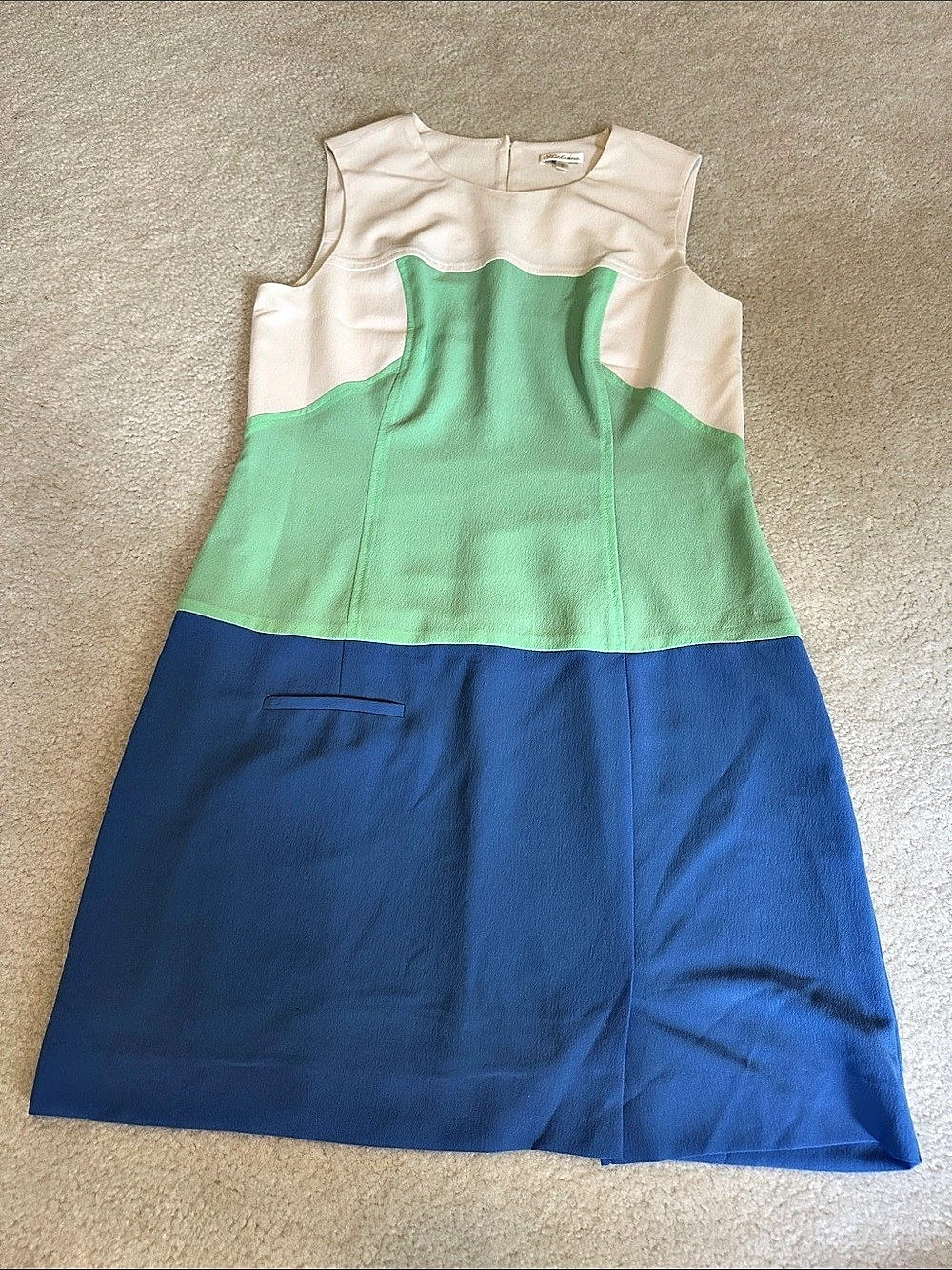 Shoshanna Color Block Mini Dress Blue & Green Size 8 Like New